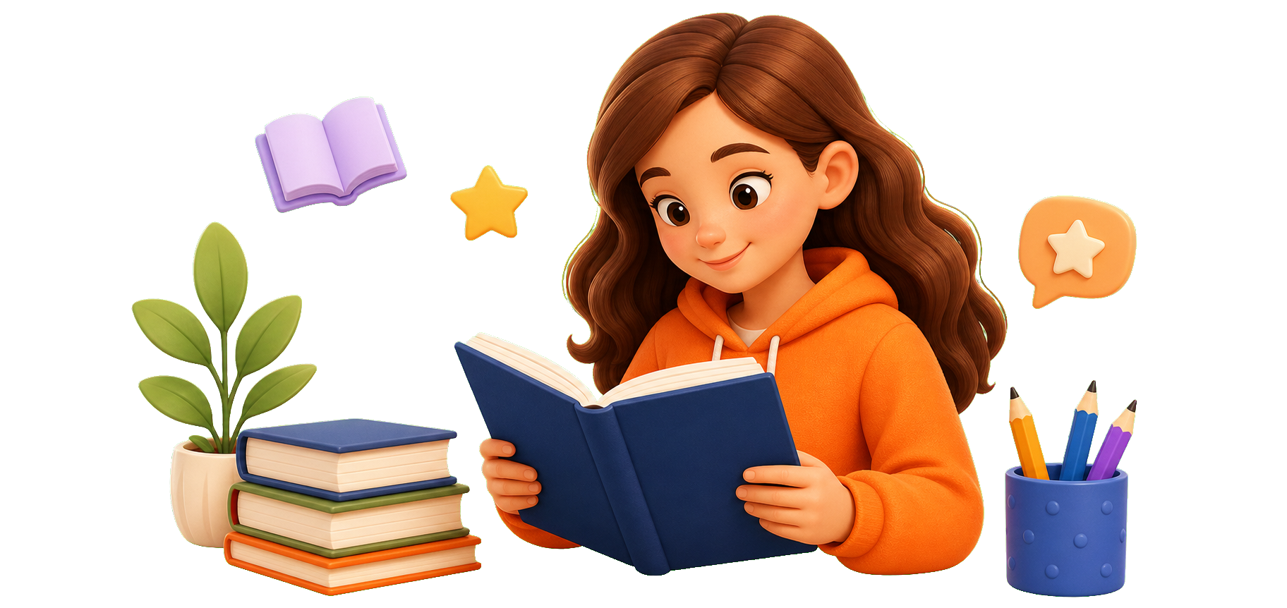 Kitap okuyan BexRead öğrencisi